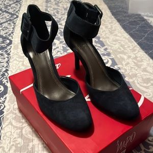 Teal Suede Ankle strap heels